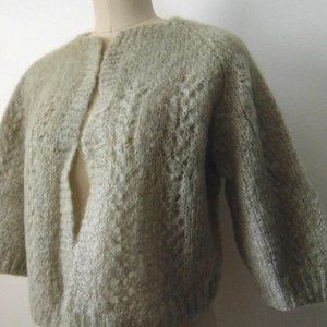 Vintage Hand Knit silver Mohair cropped cardigan